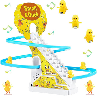 KITI KITTZ Electric Musical Duck Track Slide Toys Escalator Toy Duck Climbing(Multicolor)