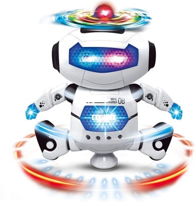 D Plus Dancing Robot with Music and 3D Flashing Lights, 360 Degree Rotation Toy Robot(Multicolor)