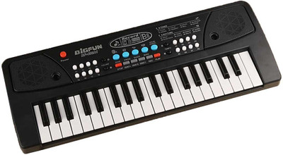 BIGFUN 37 Key Piano Keyboard Toy with Recording Mic and DC Power Option(Black)