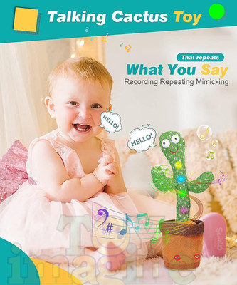 R.N Hub Cactus Toy for Babies Dancing,Talking, Speaking, Recording | Repeat What You Say Rattle(Green)