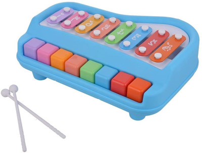 Toyporium BIG 2 in 1 Musical Piano and Xylophone Toy with 8 Colorful Keys & 2 Mallets 90(Multicolor)