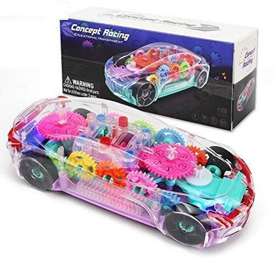 KHYALI Concept Automatic 360 Degree Rotating Transparent Gear Car with Light & Sound118(Multicolor)
