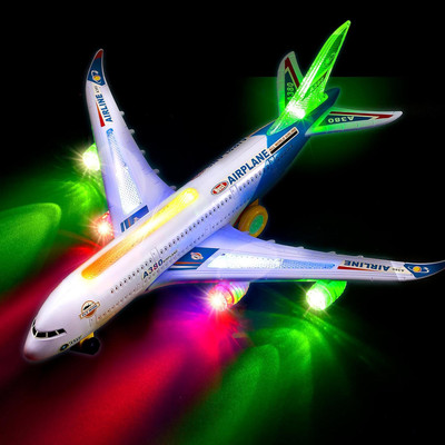 Toyvala Musical AeroPlane Airbus Bump & Go Action Toy with Sound & Light-34(Multicolor)
