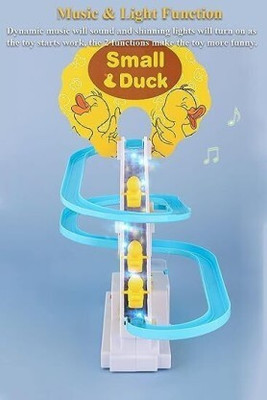 Tenmar Funny Automatic Stair-Climbing Ducklings Race Track 3 Duck Slide Toy Set DN48(Multicolor)
