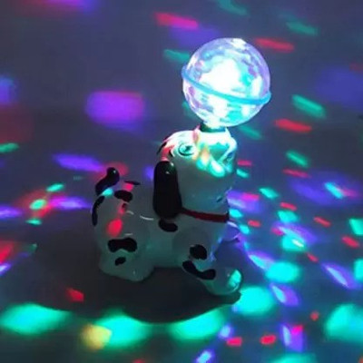 White Devil Dancing Dog Toys for Kids - 360° Body Spinning Dog Toy with LED Lights Flashing(White)