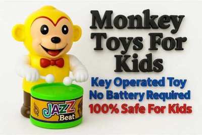 PRV TOYS Dancing Musical-Drum Toy - Key Operated - Fun Toy for Kids (Hello Monkey)(Multicolor)