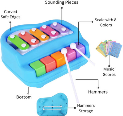 R Singh Enterprises Baby Piano Xylophone Toy 8 Multicolored Key(Multicolor)