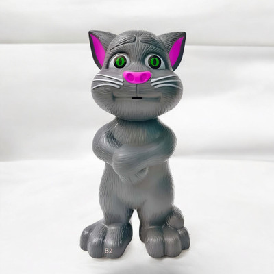 Mahi Zone Talking Tom Cat Toy For Kids Intelligent Speaking Repeats & Music_M301(Grey)