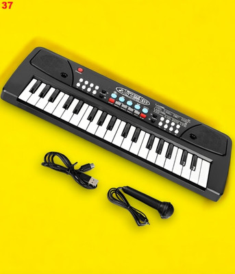 Mahi Zone 37-Key Musical Piano Keyboard with Microphone 430A1 Song Record Feaure_V732(Black)