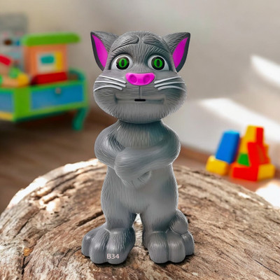 Mahi Zone Talking Tom Cat Toy For Kids Intelligent Speaking Repeats & Music_M425(Grey)