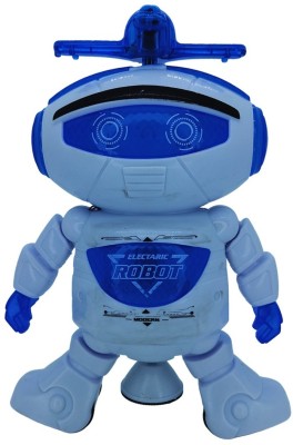 Cutieketty 360 Degree Rotation Electronic Walking Dancing Toy Robot with 3D Flash Lights(White)