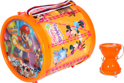 khushi enterprise Musical Small Damru(7x8.2cm) with Long Drum(17.4x17.8cm)(Orange)