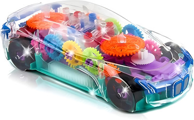 Aseenaa Transparent Mechanical Car Toy for Kids with Gear Technology & Rotation 3D Light(Multicolor)