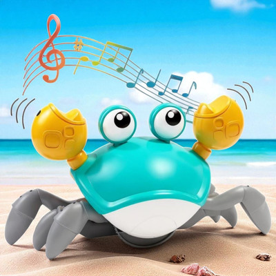 Mattelo Rechargeable Crawling Crab Baby Toy with Music & Automatic Obstacle Avoidance(Multicolor)