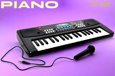 Just97 37-Key Musical Piano Keyboard with Microphone 430A1 Song Record Feaure_L599(Black)