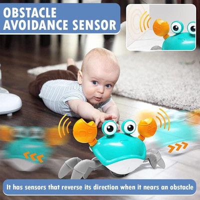 Bambono Crawling Crab Toy with Flashing Light & Dynamic Music| Rechargeable Toy for Kids(Blue, White)