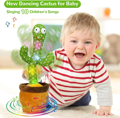 Toyvala Dancing Cactus Musical Toy Can Sing, Wriggle & Repeat The Recording-185(Green, Brown)
