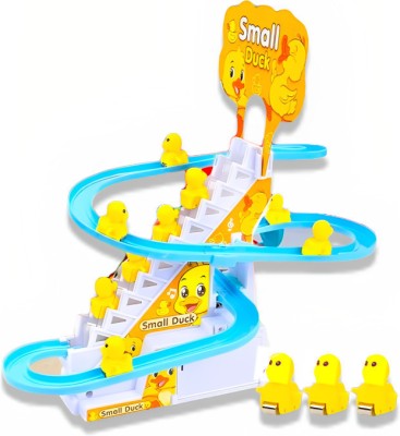 SABIRAT Duck Slide Toy Set, Automatic Stair-Climbing Race Track Set, Lights & Musical(Multicolor)