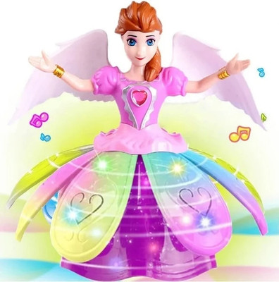 Mahi Zone Musical Angel Princess Toy Doll 360° Rotation Feature & 3D LED Lights_D69(Multicolor)