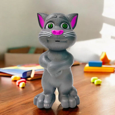 Mahi Zone Talking Tom Cat Toy For Kids Intelligent Speaking Repeats & Music_M438(Grey)