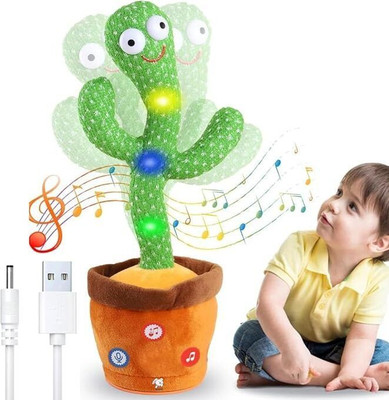 JV Retail Rechargeable Talking Cactus Toy for Kids - Musical Dancing, Speaking Cactus Toy(Green, Orange)