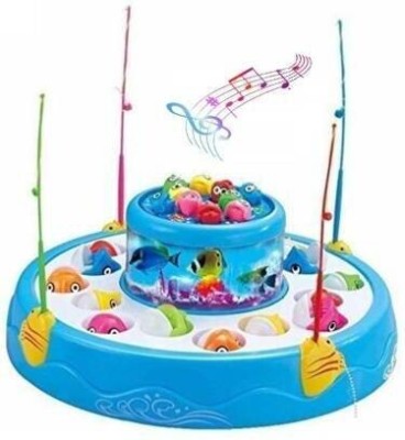 Aganta Go Go Fishing Electric Rotating Magnetic Fish Catching Game With Musical Lights For Kids musical fishing toy for girls and boys(Multicolor)