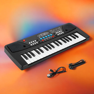 SNM97 37-Key Musical Piano Keyboard with Microphone Songs Recording for Kids_B139(Black)