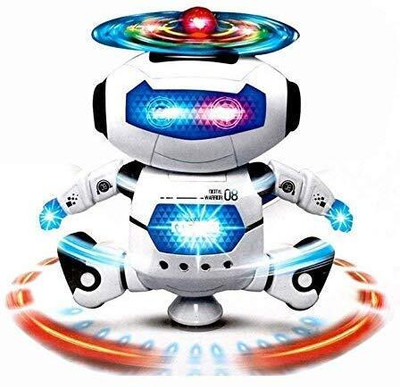 TANISHKA ENTERPRISES Littlin Rotating Dancing Robot Toy with 3D Lights and Music for Kids(White)