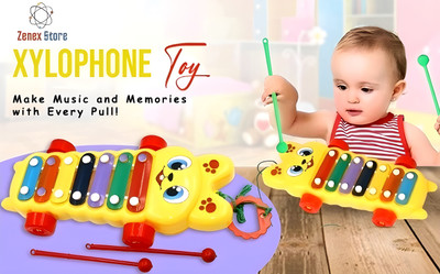 Zenex store Pull-Along Xylophone and Keyboard Musical Toy for Kids - Educational Instrument(Multicolor)