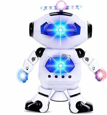 Teddify Dancing Toy Robot with 3D Flashing Light & Musical Sound Toy(White)