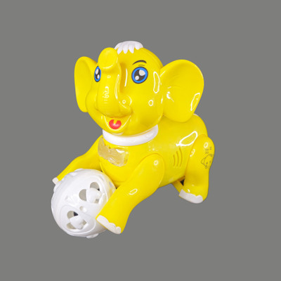 RAINBOW RIDERS Musical Walking Elephant Toy 360 Rotate With Light And Music For Boys Girls 2+(Yellow)
