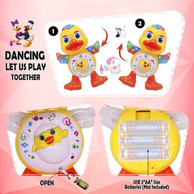 Tenmar Dancing Duck Toy for Kids with Flashing Lights, Musical & Sounds-197(Yellow)