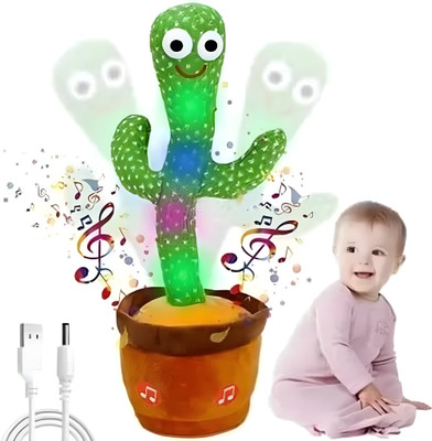 TAPUJI Dancing Cactus Toy – Talking, Singing & Mimicking Plush Toy for Kids & LED Light(Green)