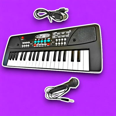 SNM97 37-Key Musical Piano Keyboard with Microphone 430A1 Song Record Feaure_P20(Black)