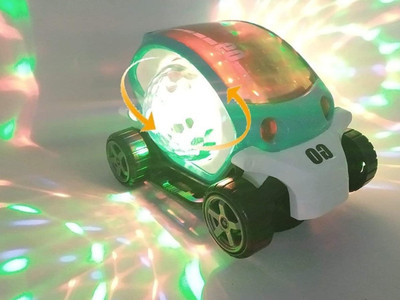 NKL 4D Stunt Car Disco Lights, Bump & Go Toy with 360 Degree Rotating_VR130(Multicolor)