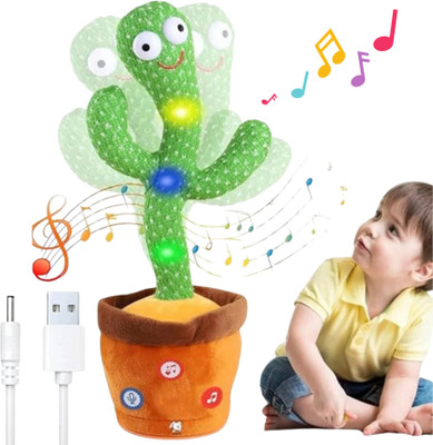 TOYTOPIO Dancing Cactus Toy for Kids | Talking, Singing & LED Light-Up Plush Toy(Green)