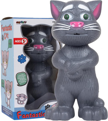 KAVORA Talking Tom Cat - Repeats What You Say | Interactive Toy for Kids(Grey)
