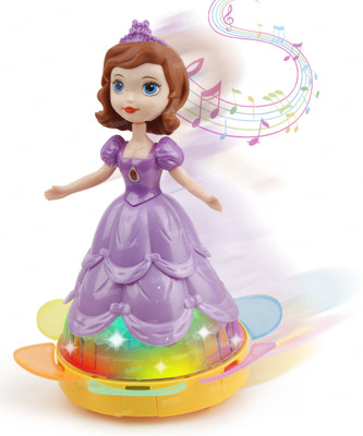FIDDLERZ Kids Dancing Doll 360 Degree Rotating Light & Sound Toy Bump N Go Toys for Girls(Multicolor)