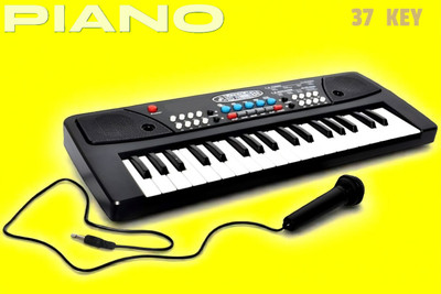 Kid Kraze 37-Key Musical Piano Keyboard with Microphone 430A1 Song Record Feaure_L843(Black)
