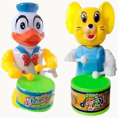 S.T.S ENTERPRISES new DUCK-CAT-Drum Toys for Baby Kids Key-Operated No Battery Required Toy Rattle(Multicolor)