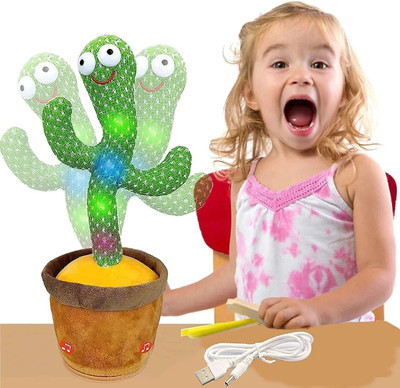 JR CLUB Dancing Cactus Tummy Time Toy, Talking Cactus Baby Toy with Lighting(Multicolor)