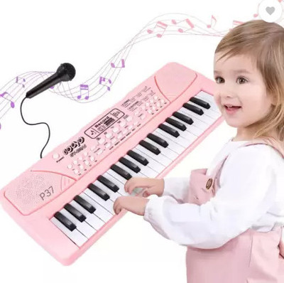 kdsn PINK37 Key Piano Keyboard with Mic & Charger P31 Analog Portable(Black)