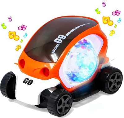 hda group Future 09 Musical Stunt Car Rotate 360° with Flashing Light & Music(White, Blue)