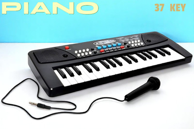 SNM97 37-Key Musical Piano Keyboard with Microphone 430A1 Song Record Feaure_P652(Black)