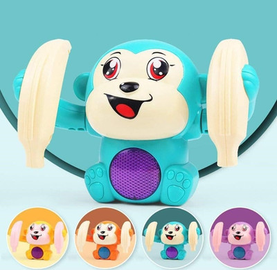 Space Age Dancing Rolling Banana Monkey Toys with Voice/Touch Sensor, with Sound & Light(Multicolor)