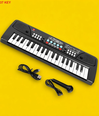 Mahi Zone 37-Key Musical Piano Keyboard with Microphone 430A1 Song Record Feaure_U188(Black)