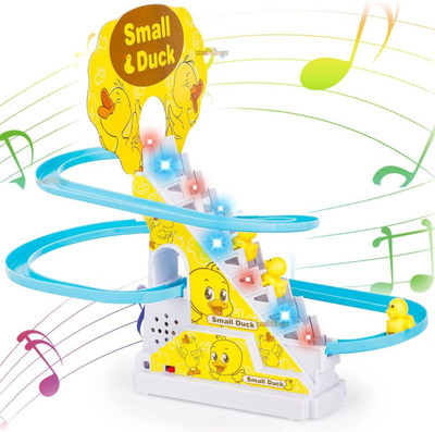 Elegance Duck Slide Toy Set, Escalator Toy with Lights and Music (Blue)(Yellow)