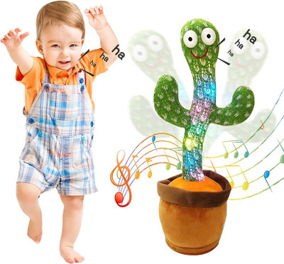 Toyvala Dancing Talking Cactus Plush Toy, Wriggle, Singing, Repeats What You Say-1120(Green, Brown)