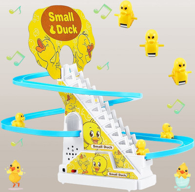 KAVANA Track Automatic Stair-Climbing Duck Race For kids With 3 Duck Toy(Yellow)