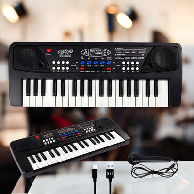 Kid Kraze 37-Key Musical Piano Keyboard with Microphone Songs Recording for Kids_L150(Black)